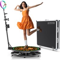 360 Photo Booth for Video 360 Rotating Photobooth Machines with RGB Ring Light App Control 360Photo Booth for Christmas Events
