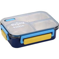 304 Stainless Steel Divided Lunch Box with Fork Multi-Compartment Bento Tray for Students Portable Food Container for Kids