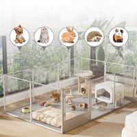 180cm Exlarge Indoor Pet Whelping Pen Clear Acrylic Dog Playpen Fence 10 Pennels Guinea Rabbit Kennel Cage with Waterproof Pad