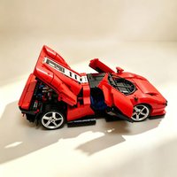 Dekoracja na biurko, czerwony model samochodu, klocki do budowania, zabawki do składania, prezent na urodziny, Boże Narodzenie, imprezę, dla chłopca, dziewczynki, dorosłego.