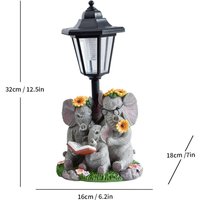 Large Garden Elephant Statue with Solar Light Resin Decorative Animal Figurine Eco Friendly Outdoor Ornament for Yard Patio Lawn
