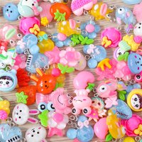 Tusember 15pcs Cute Colorful Plant Animals Charms Bird Frog Crab Rabbit Pendants for Jewelry Making Handmade Earrings Necklace