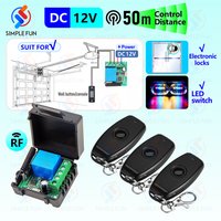 Garage Door DIY Wireless Remote Control Switch 433Mhz DC 12V 10A Relay Module 50m Range for Garage Gate/Light//Electronic Lock