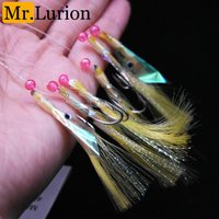 Mrlurion 1bag 6hooks/bag sea fishing mackerel rigging sabiki lure baits , saltwater fishhook tackle with 3D eyes