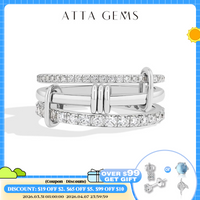 ATTAGEMS Three Layer Moissanite Ring 925 Sterling Silver Stacked Rings New Year's Fashion Party Gifts for Women Men Fine Jewelry