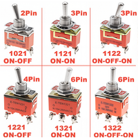 5pcs Toggle Switch SPST DPDT 250V 15A Latching ON-OFF ON-ON ON-OFF-ON 1021 1121 1221 1322 Power Button Switch Rocker Switch