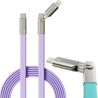 240W Flat Fast Charging C-Type Phone Charging Cable, USB 2 IN 1 Fast Charging Cable USB-C Data Cable USB Cable TPE Rubber Wire