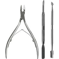 3pcs/set Pro Stainless Steel Nail Art Cutter Scissor 2 Ways Cuticle Clipper Pusher Dead Skin Remover Kit Manicure Pedicure Tools