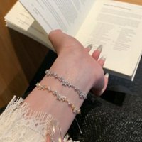 Floral Shiny Adjustable Zircon Bracelet Elegant Micro-inlaid Zircon Pull Flower Bracelet Crystal Silver Hand Chain Gifts