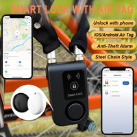 Bluetooth Smart Bike Lock w/ 110dB Alarm, IP55 Waterproof, MFi AirTag Slot, App Control, Anti-Theft Steel Chain
