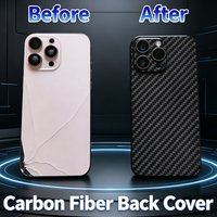 Coque arrière en fibre de carbone à grand trou pour iPhone 11 12 13 14 15 Pro Max Xs SE2, panneau arrière léger à remplacer soi-même avec kit d'outils