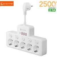 EU AC Plug Independent Switch Wall Mounted Power Strip European Standard Plug Socket Network Filter With USB C Charging Adapter