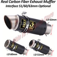 51mm 60mm 63mm Slip On Carbon Fiber yoshi Exhaust Tail Pipe For Kawasaki Honda Yamaha KTM Suzuki CF ETC Muffler Escape Modified