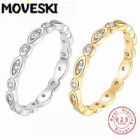 MOVESKI 925 Sterling Silver Moissanite Eternity Ring for Women Evil Eye Design Stackable Band Fine Jewelry
