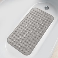 1pc Bathtub Mat with Suction Cups and Drain Holes, 27.6x15In Non-Slip Shower Mat Bathroom Mat Machine Washable, Clear Gray/Blue