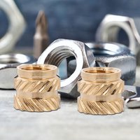 60Pcs Brass Copper Heat Set Thread Inserts M5 Double Helical Knurled Nuts for 3D Printing Woodwork Metal Secure Connection