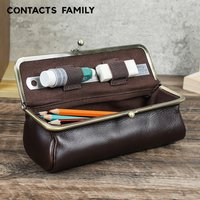 Genuine Leather Pencil Case Pen Holder Retro Cowhide Pencil Organizer Bags Stationery Pouch School Office Supplies