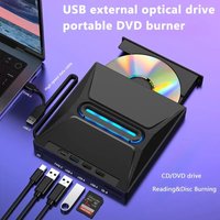 Blu Ray Burner, External CD DVD Burner,CD ROM Burner, CD/DVD+/-RW Drive SD Card Reader, DVD Player Hub-Co for Laptop Desktop