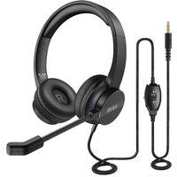 Casque filaire EKSA avec microphone pour PC/PS4/Xbox, casque de jeu pour gamer, 3,5 mm/USB, casque supra-auriculaire pour centre d'appels/trafic/bureau