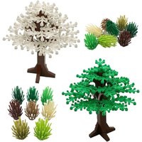 Children's Small Particles Building Block Set (90PCS) Tree MOC City Streets Park Jungle Landscape Plants Scene Modeling DIY Toys