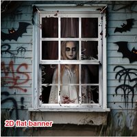 2D flat banner, Halloween decorative polyester vampire curtains, a terrifying decoration for both indoor and outdoor use