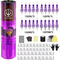 Tattoo Kit POSEIDON High Power Tattoo Pen Kit For Permanent Makeup Tattoo Machine Kit Hot Purple Tattoo Power Supply Tattoo Gun