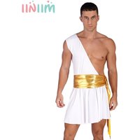 Mens Roman Toga Costume Ancient Greek Gods Senator Emperor Robe Uniform Halloween Party Cosplay Role Play Fancy Dress