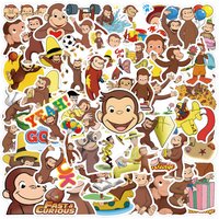 60Pcs Cute Curious George Stickers Monkey Vinyl Waterproof for Laptop Phone Case Notebook Water Bottle Toy DIY Decor Sticker