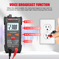 NJTY C1 Digital Multimeter English Voice Broadcast 4000 Counts AUTO Range TRMS AC/DC Voltage Resistance Tester Backlit LCD Tools
