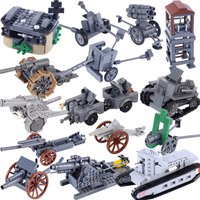 WW1 WW2 Military Weapons Building Blocks Army Soldiers Figures Rocket Guns Blockhouse PAK60 Artillery Tank Bricks Kids Toys Gift