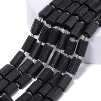 Koraliki z naturalnego kamienia turmalinu w kolorze matowej czerni, nieregularne, w kształcie kolumny, o średnicy 8-11 mm, przekładki do tworzenia biżuterii, bransoletki DIY.