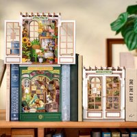 Rolife Book Nook Kit DIY Miniature Kit with Lights Secret Bloomy Nook Booknook Model Kits for Desk Library Bookshelf Decoration