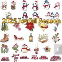 2025 Joyful Season Snowman Penguin Metal Cutting Dies for DIY Making Card Scrapbook Paper Craft Supplies Decoration
