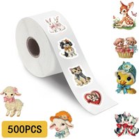 500PCS Retro Animals Pattern Roll Stickers Laptop Harajuku Luggage Personality Decoration Guitar Waterproof Stationery Sticker
