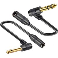 Right Angle 90 Degree 6.35mm Male to Female Extension Audio Cord 1/4 Inch TS Mono Jack TRS Stereo Cable for Guitar Bass Mixer