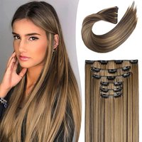 Synthetic 24Inch Hair Extension 6Pcs Long Straight Black Brown Blonde Heat-resistant Fiber Hairpiece for Women
