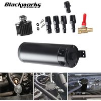 Universal Car Aluminum Baffle Oil Catch Can 2-port Tank with Breather Filter Oil Separator