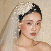 Elegant full Pearl Headgear Bridal Wedding Veil Headgear Wedding Accessories