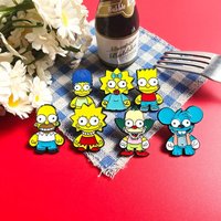 SSSHot sales 7pcs the Simpsons Enamel Pins Set - Homer J. Simpson Marge Bart Brooch Cute Cartoon Badges Jewelry Gift for Friends