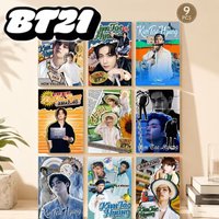 9pcs BT21 Kim Taehyung Collectible Posters, Fan Support Wall Stickers, Bedroom Decor Art Prints