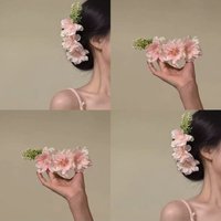 Early Spring Pink Sakura Hair Comb Elegant Flower Hairpin for Bun Side Updo Vacation Style Hair Accessory