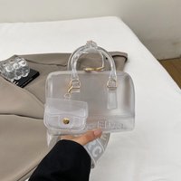 Shell-Shaped Transparent Jelly Bag Summer Color Elegant Shoulder Bag Double Handles with Mini Bag Pendant Crossbody Bag