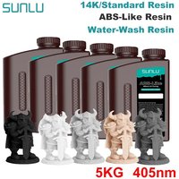 SUNLU 5KG ABS-Like/ Standard / Water-Wash/ 14K High Precision Resin 405nm Rapid UV-Curing Photopolymer Resin 1KG/Bottle