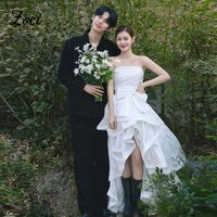 Zoci Modern Strapless Short Korea Wedding Dresses PhotoShoot High Low Ruffles Customized Bride Wedding Reception Party Dress