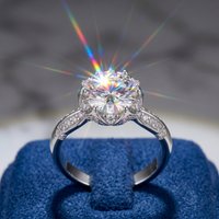 2ct Crown Halo Moissanite Engagement Ring S925 Sterling Silver D Color VVS1 Micro Pave Band W/ Certificate