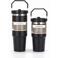600/890ML Thermos Mug With Straw Stainless Steel Car Insulated Flask Water Tumbler for Outdoor Keeps Cold and Heat Thermal Mug