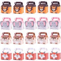 Boîtes à cadeaux d'anniversaire Safari, 10/20 pièces, Lion, renard, éléphant, Zoo, thème d'animaux, boîtes à friandises joyeux anniversaire, bonbons, décoration de fête pour enfants