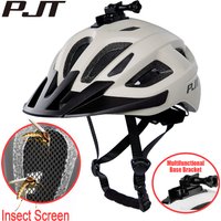 AliExpress PJT Insect Screen Bicycle Helmet MTB Road Cycling Helmet Multifunctional Base Bracket For Sports Cameras/Headlights Bike Helmet