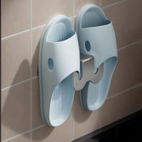 Simple Non Perforated Shoe Storage Rack Bathroom Door with Drainage on The Back Wall Bathroom Slipper Rack Wall Mounted Hook