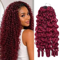 50g/Ps Burmese Curly 99J Red Color Crochet Braid Hair Extensions for Miracle Knots Human Hair Extensions Pre-Separated ISEE HAI